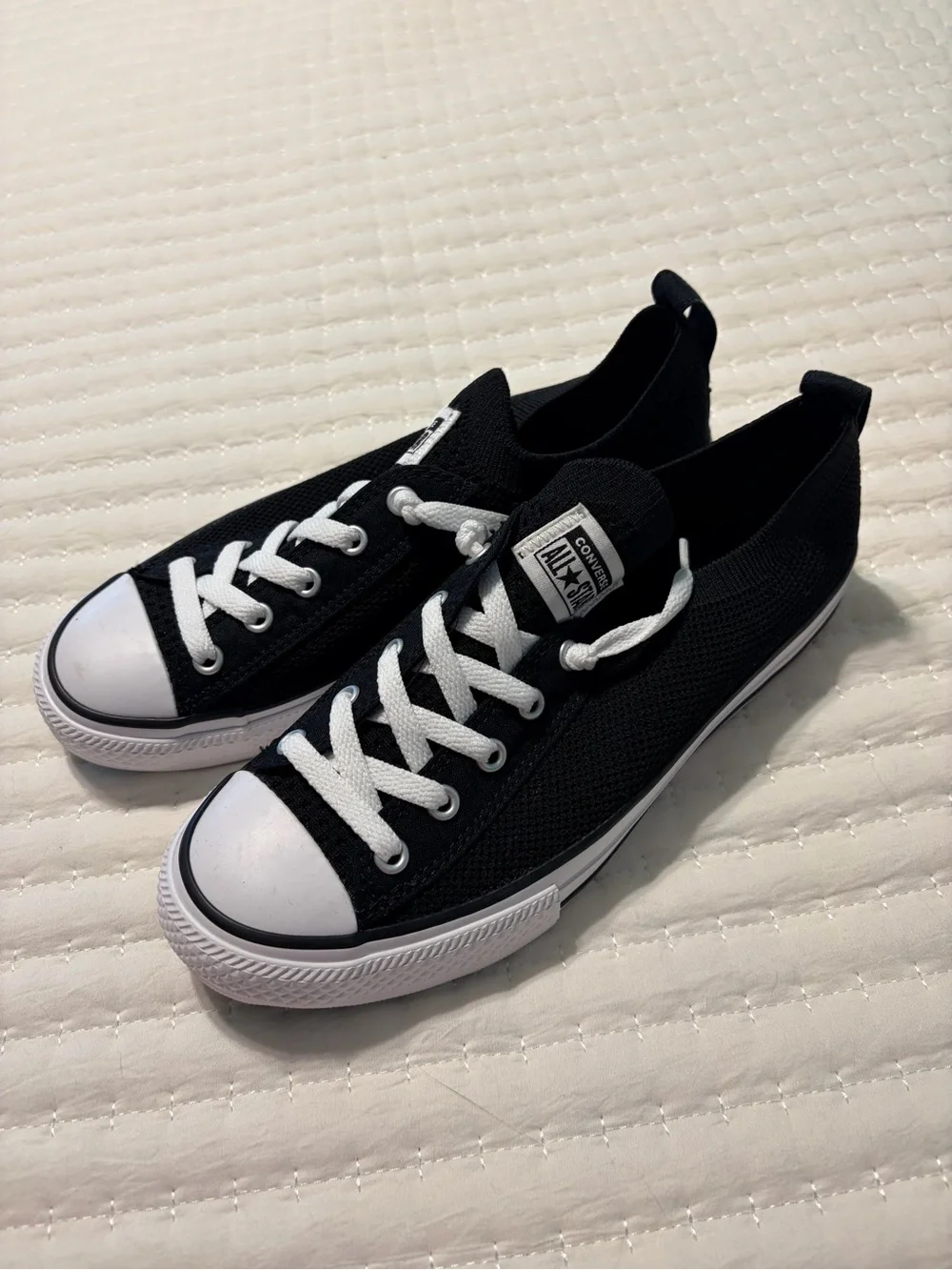 Girls Converse All Star Black Low-Top Sneakers with White Accents